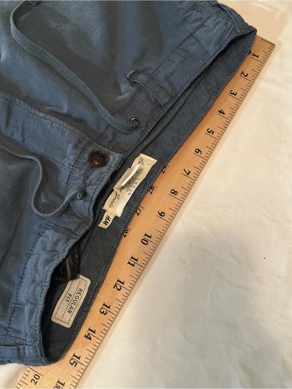 H&M LOGG Linen Casual Drawstring Jogger Pants in Slate Blue 32 - Picture 6 of 12